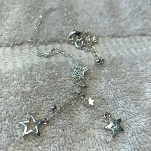 AVON Star Cluster Drop Necklace Silver tone Crystal Accent 17 in + 3 in